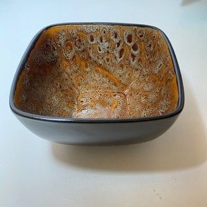 Drip Glaze Splatter Ceramic Bowl Better Homes/Gardens Rust/Brown/Aqua 5" x 5"